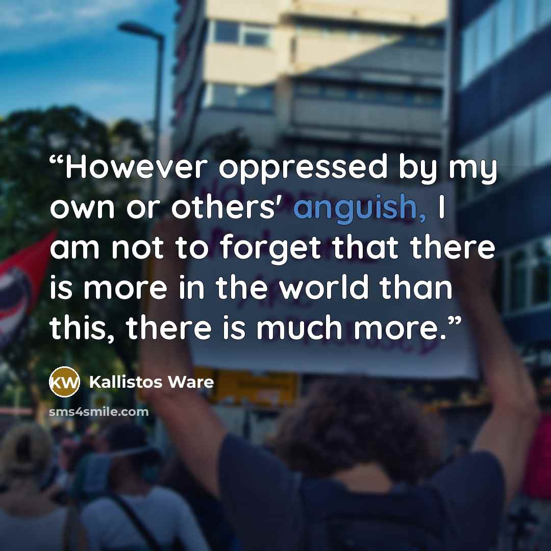 “However oppressed by my own or others' anguish, I am not to forget that there is more in the world than this, there is much more.” quote by Kallistos Ware
