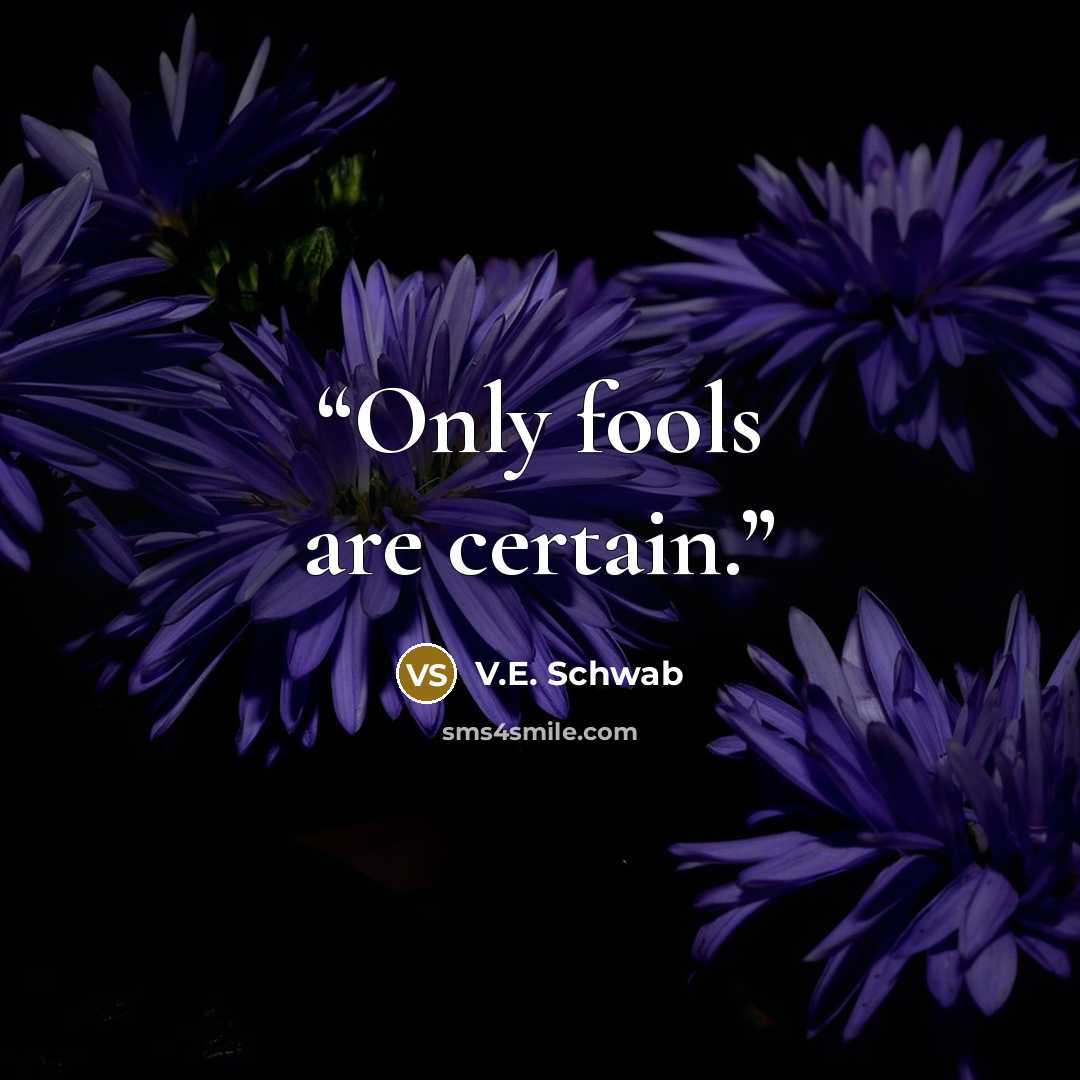 “Only fools are certain.” quote by V.E. Schwab