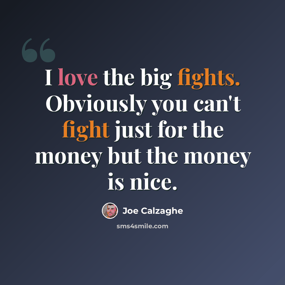 “I love the big fights. Obviously you can't fight just for the money but the money is nice.” quote by Joe Calzaghe