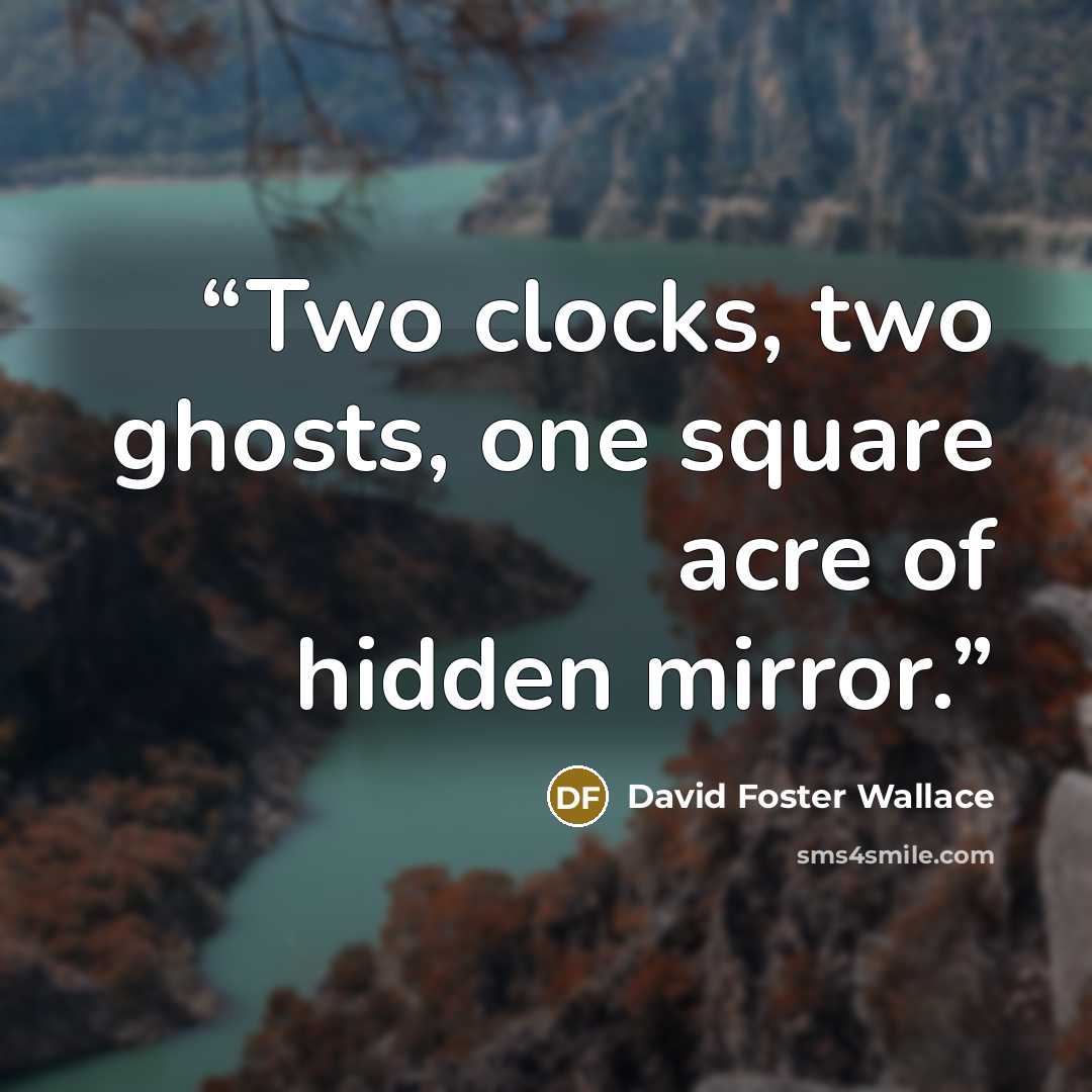 “Two clocks, two ghosts, one square acre of hidden mirror.” quote by David Foster Wallace