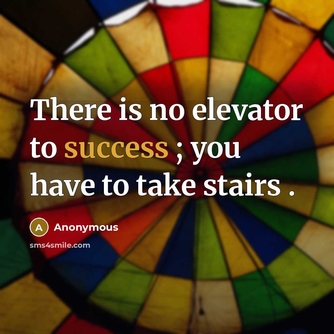 “There is no elevator to success ; you have to take stairs .” quote by Anonymous