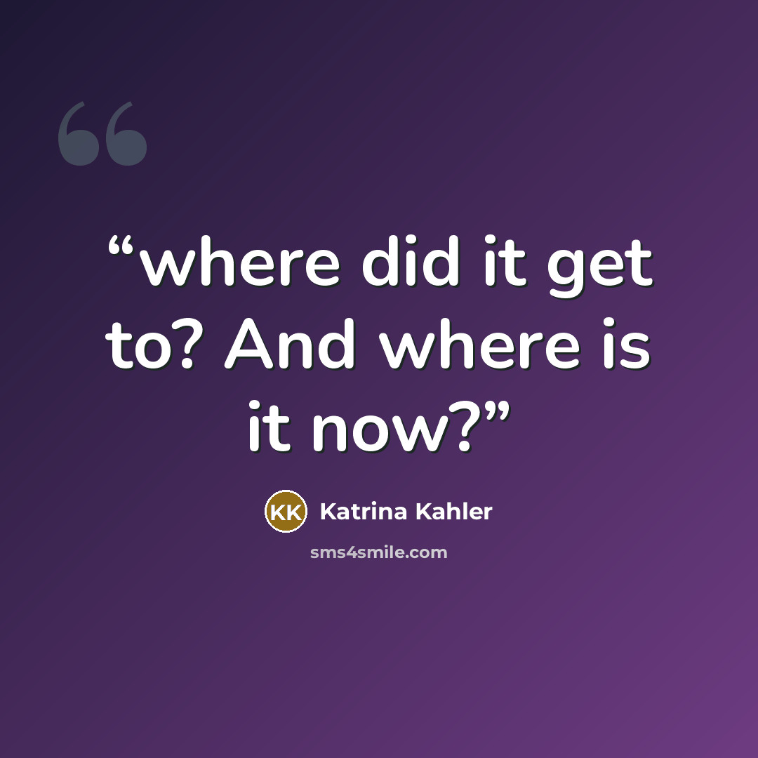 “where did it get to? And where is it now?” quote by Katrina Kahler