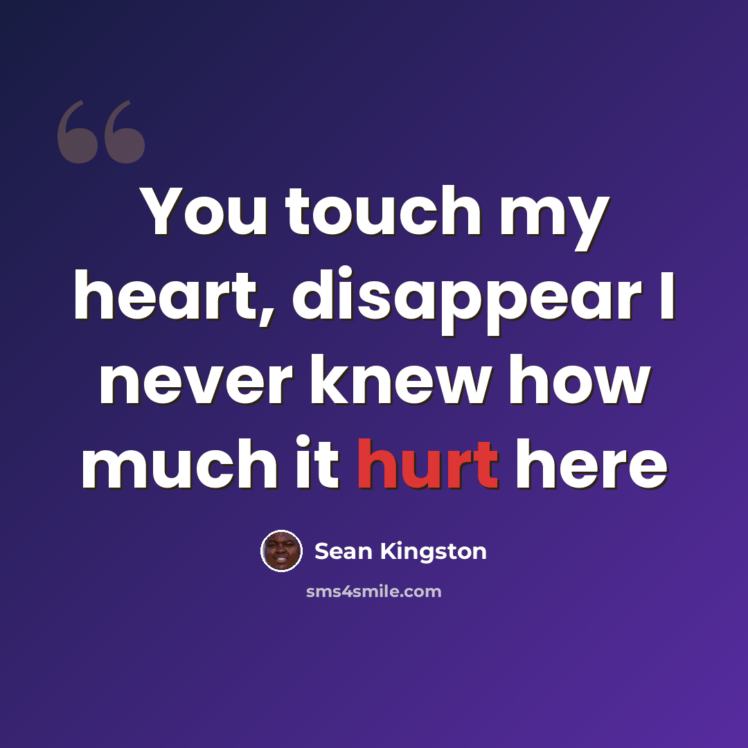 “You touch my heart, disappear I never knew how much it hurt here” quote by Sean Kingston