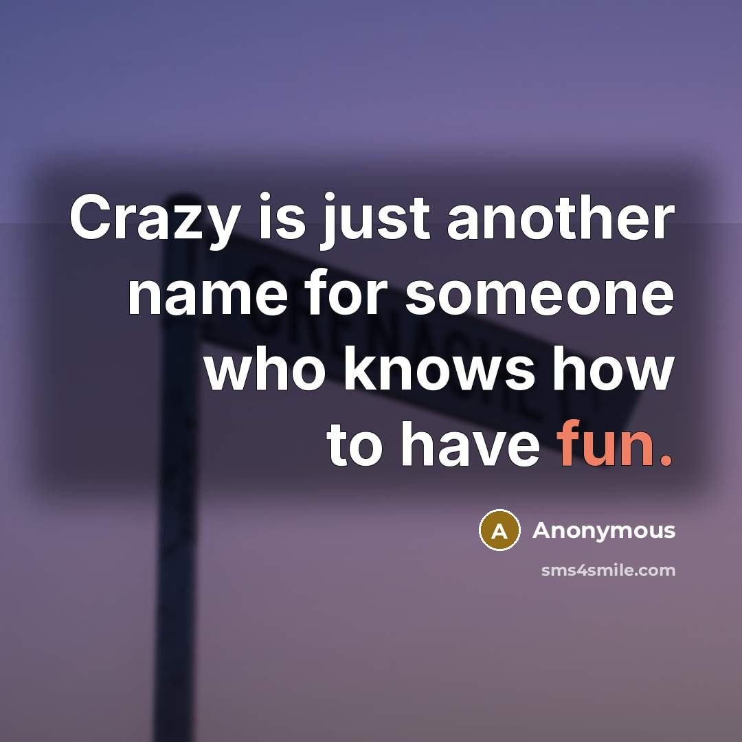 “Crazy is just another name for someone who knows how to have fun.” quote by Anonymous