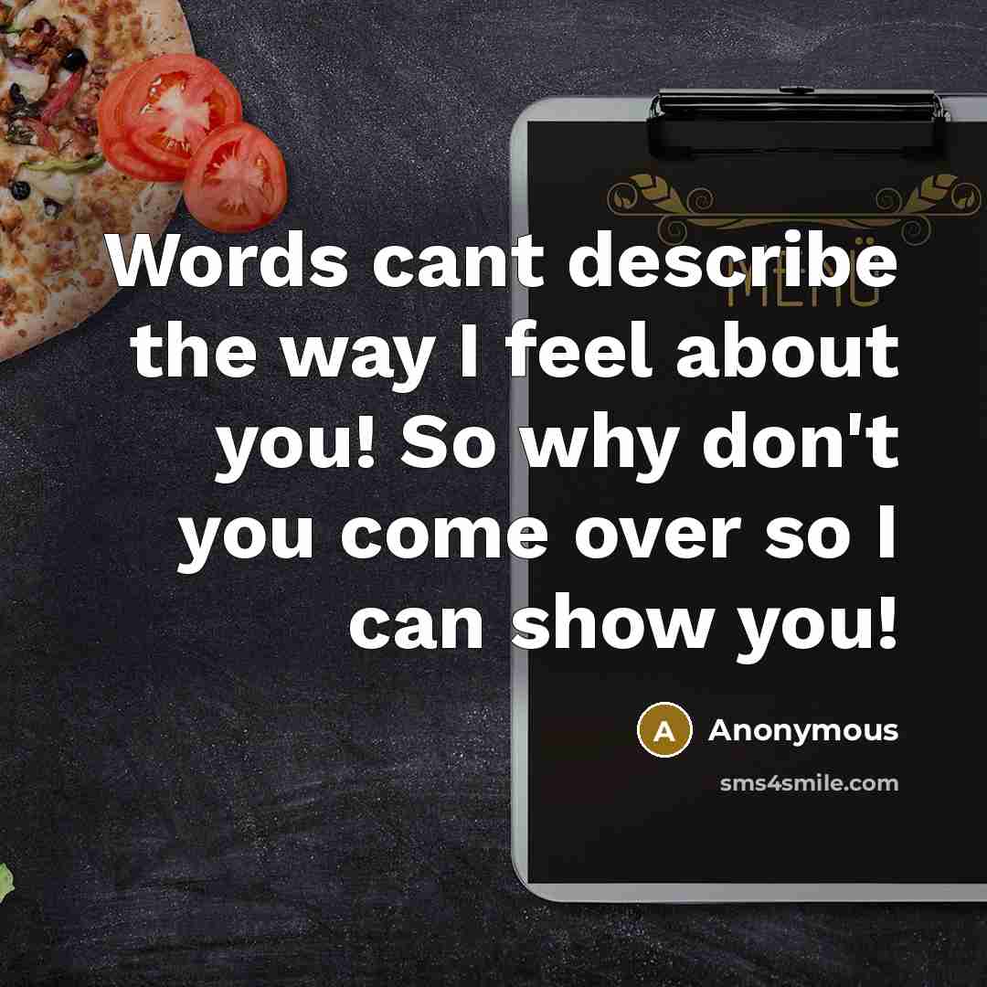 “Words cant describe the way I feel about you! So why don't you come over so I can show you!” quote by Anonymous