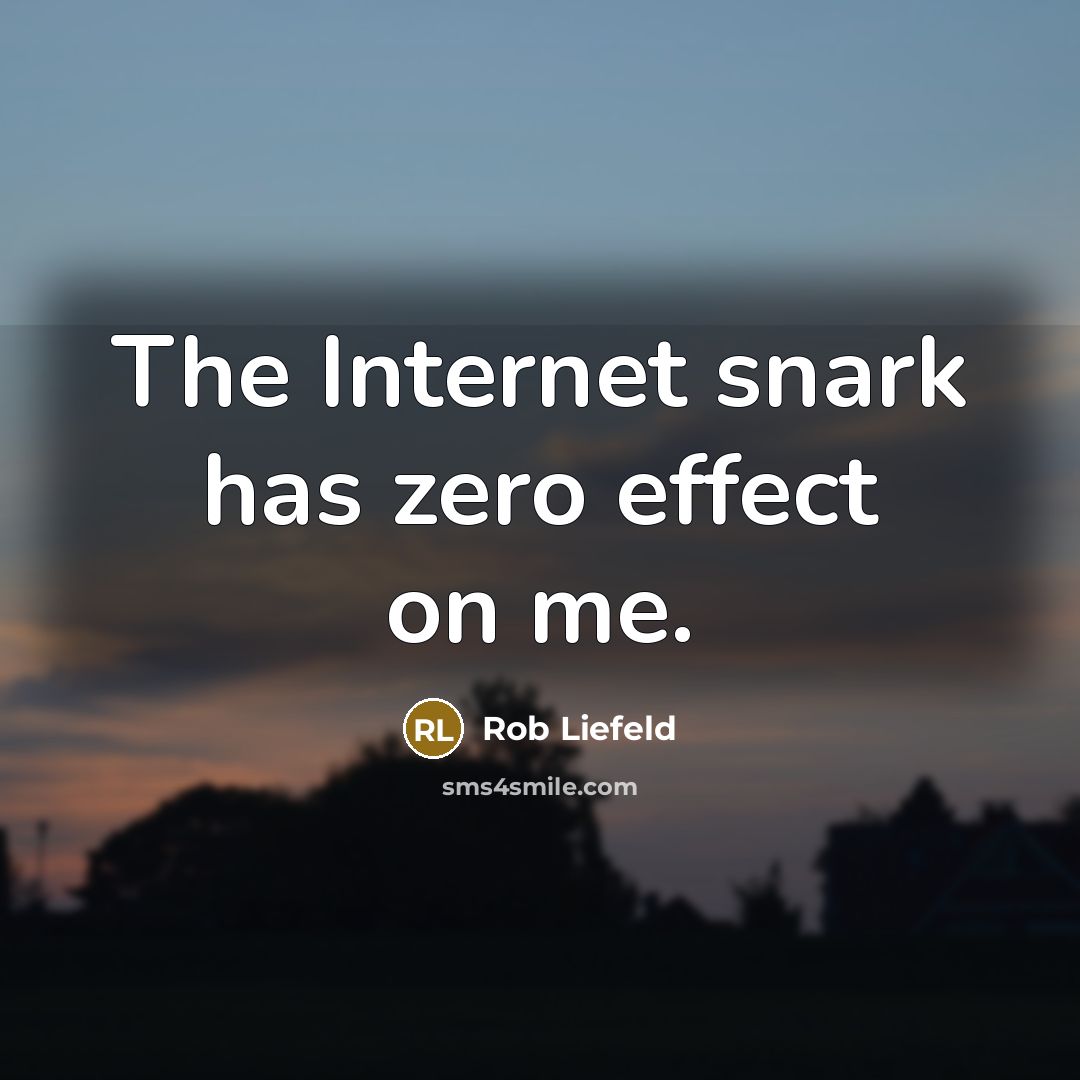 “The Internet snark has zero effect on me.” quote by Rob Liefeld