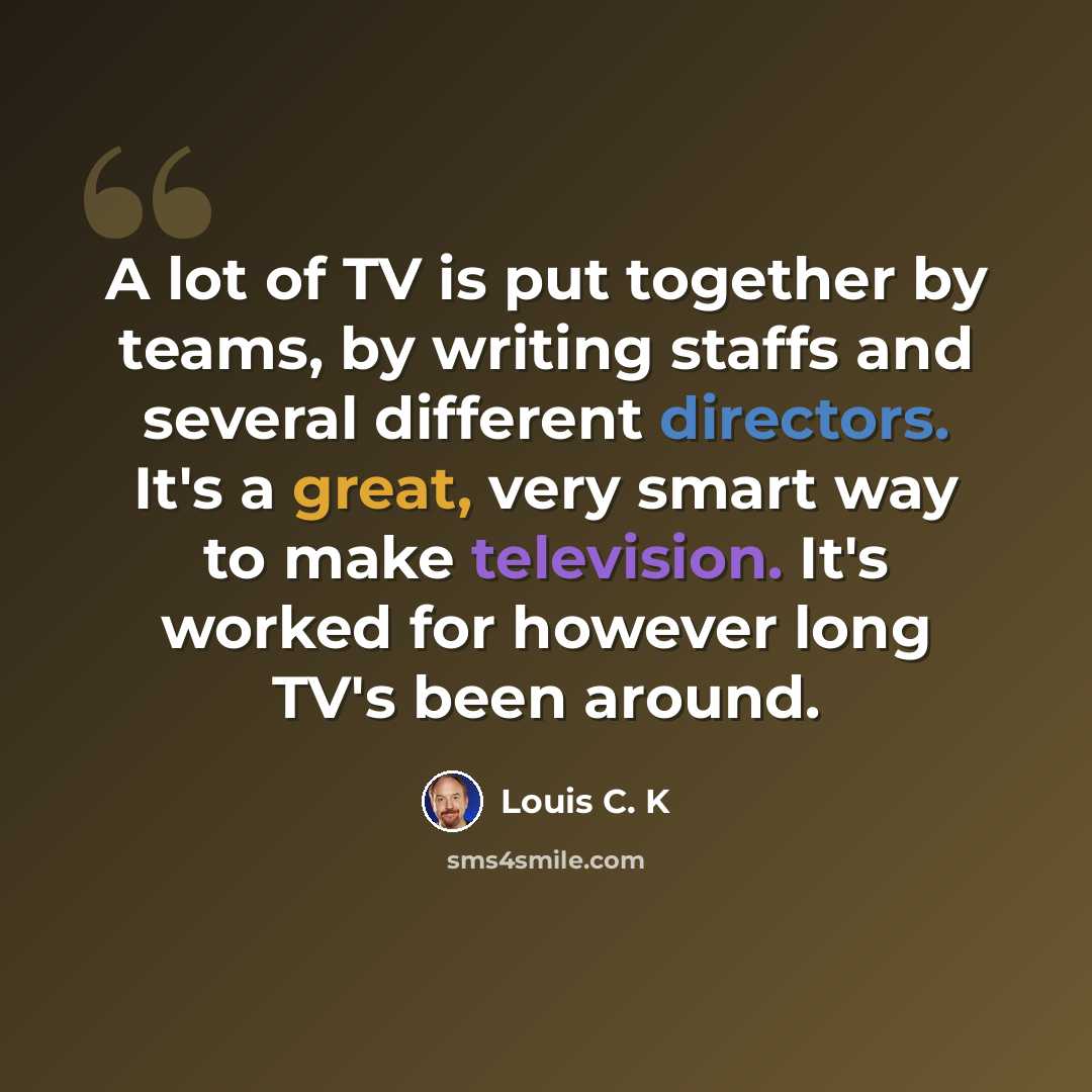 “A lot of TV is put together by teams, by writing staffs and several different directors. It's a great, very smart way to make television. It's worked for however long TV's been around.” quote by Louis C. K