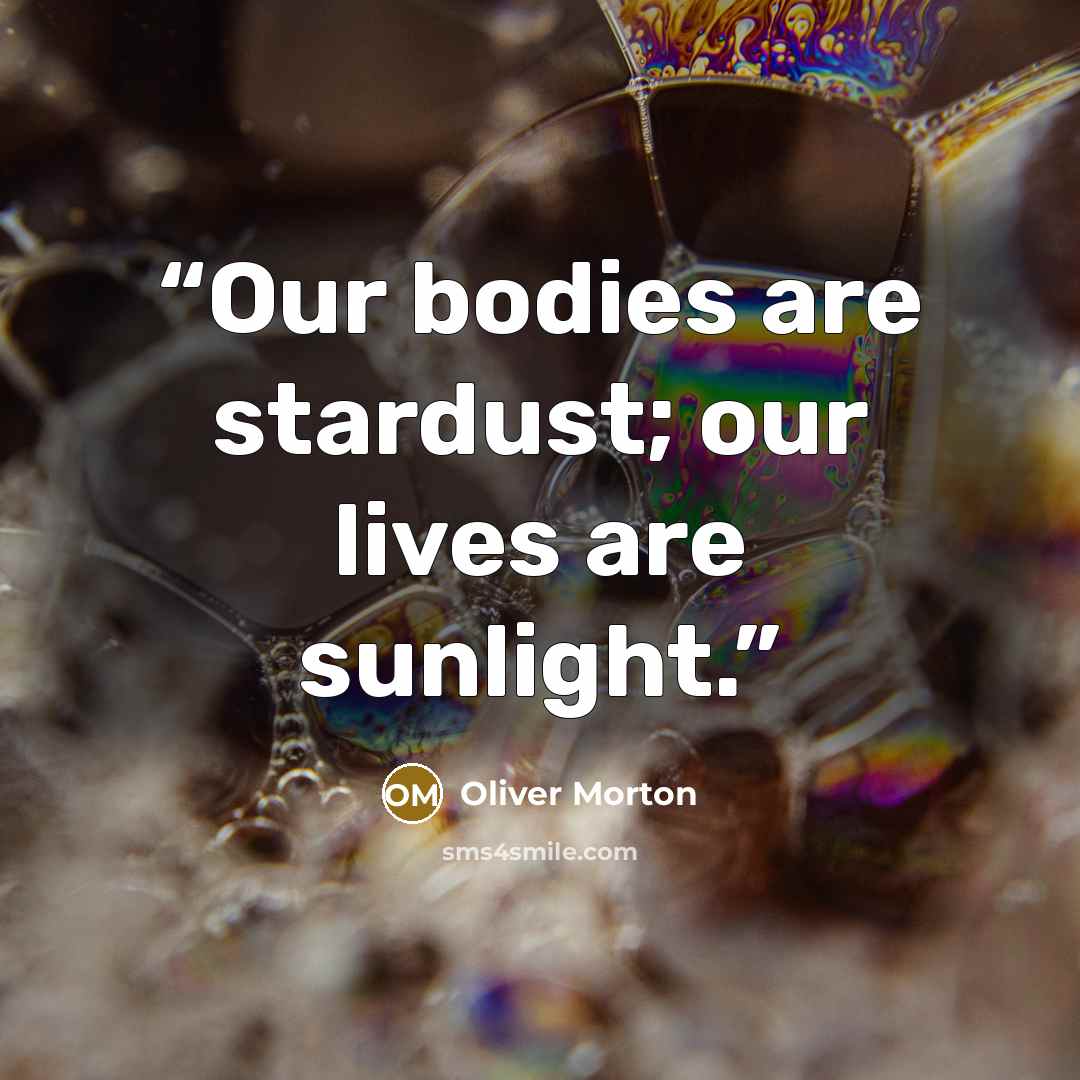 “Our bodies are stardust; our lives are sunlight.” quote by Oliver Morton