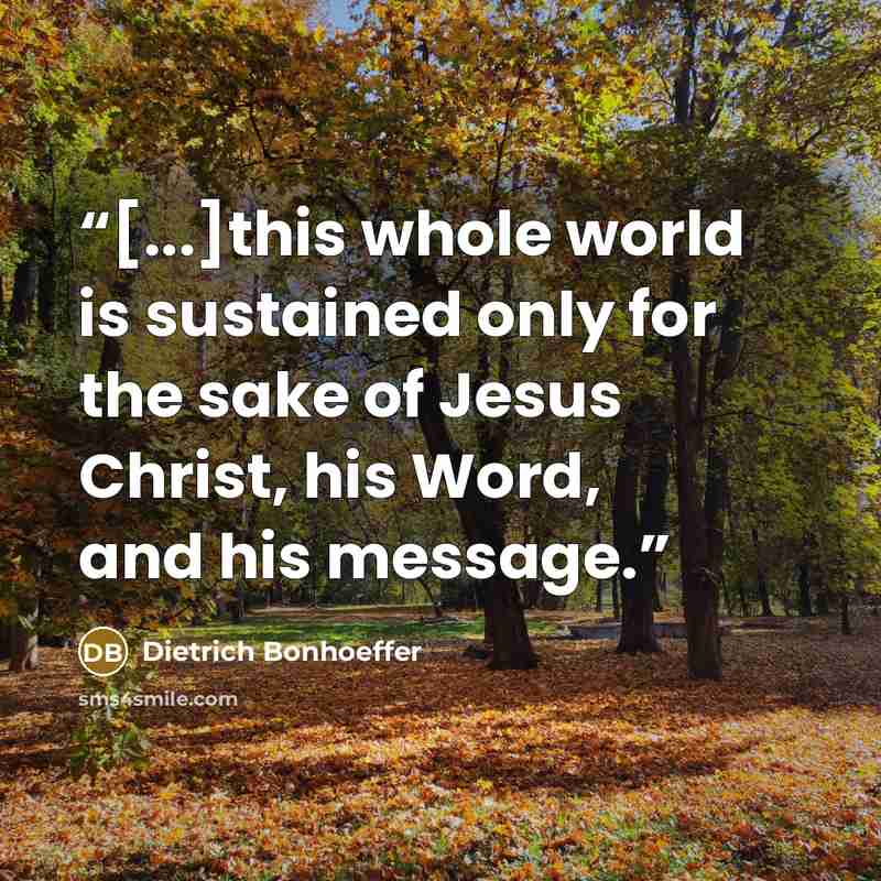 “[...]this whole world is sustained only for the sake of Jesus Christ, his Word, and his message.” quote by Dietrich Bonhoeffer
