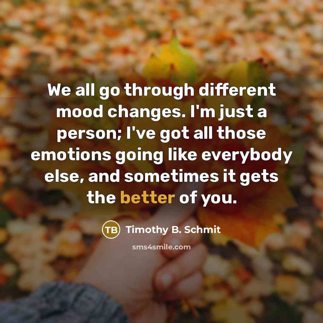 “We all go through different mood changes. I'm just a person; I've got all those emotions going like everybody else, and sometimes it gets the better of you.” quote by Timothy B. Schmit