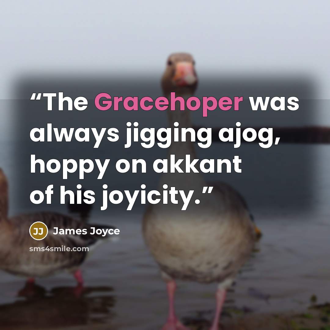 “The Gracehoper was always jigging ajog, hoppy on akkant of his joyicity.” quote by James Joyce
