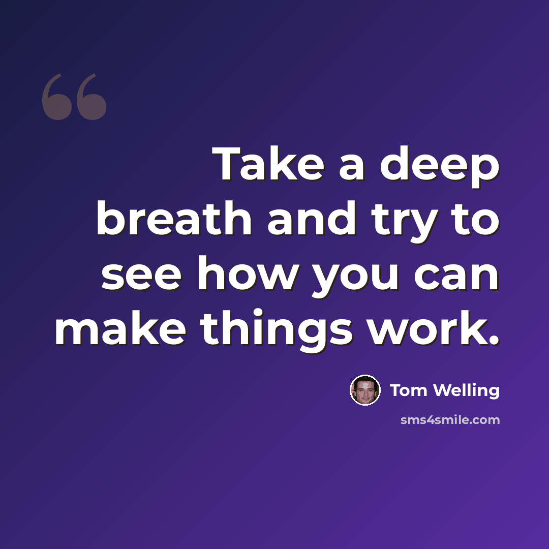 “Take a deep breath and try to see how you can make things work.” quote by Tom Welling