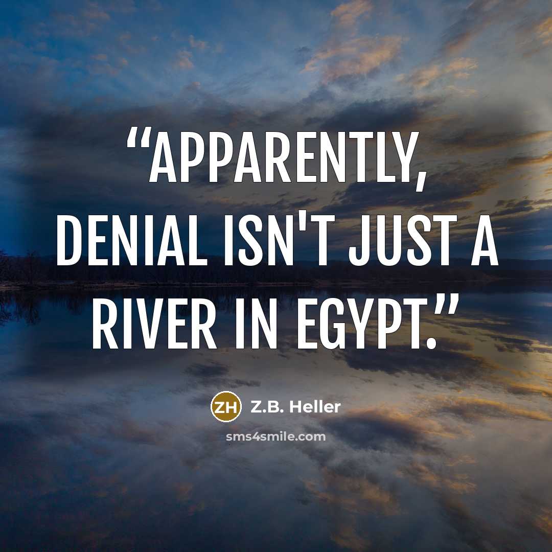 “Apparently, denial isn't just a river in Egypt.” quote by Z.B. Heller
