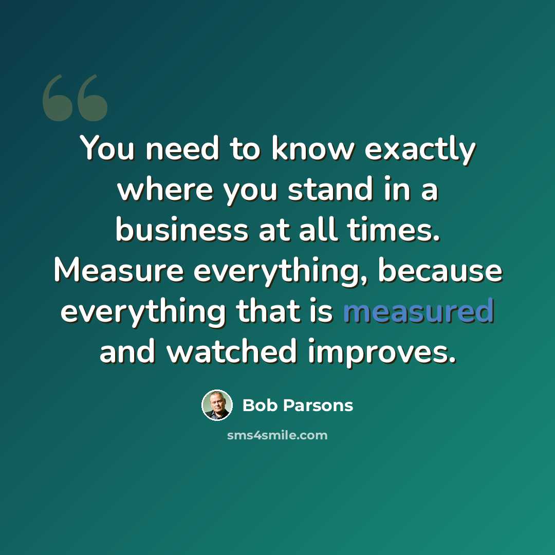“You need to know exactly where you stand in a business at all times. Measure everything, because everything that is measured and watched improves.” quote by Bob Parsons