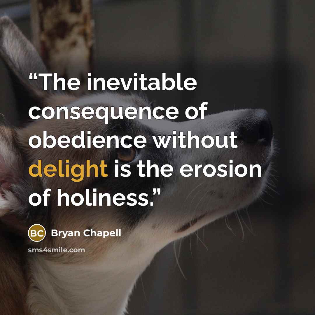 “The inevitable consequence of obedience without delight is the erosion of holiness.” quote by Bryan Chapell