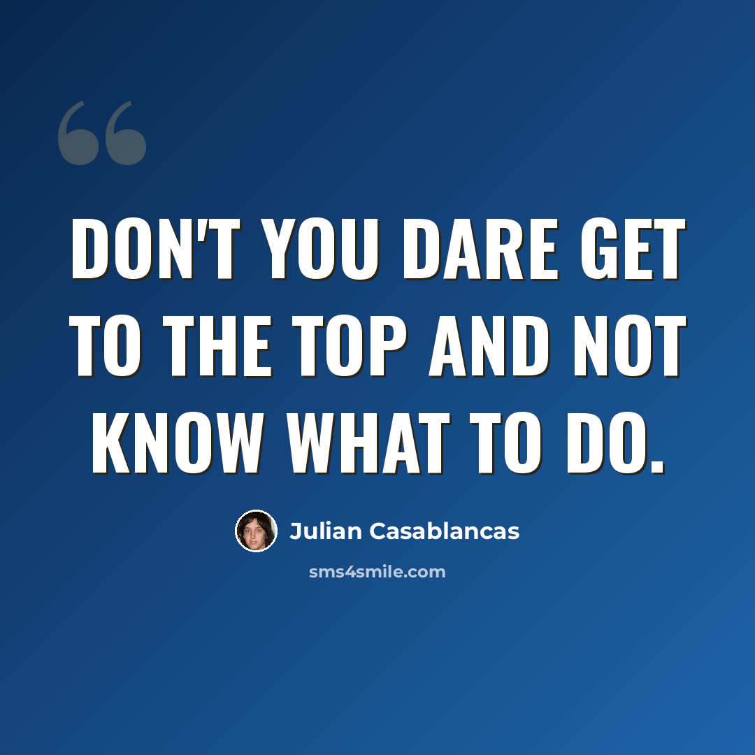 “Don't you dare get to the top and not know what to do.” quote by Julian Casablancas
