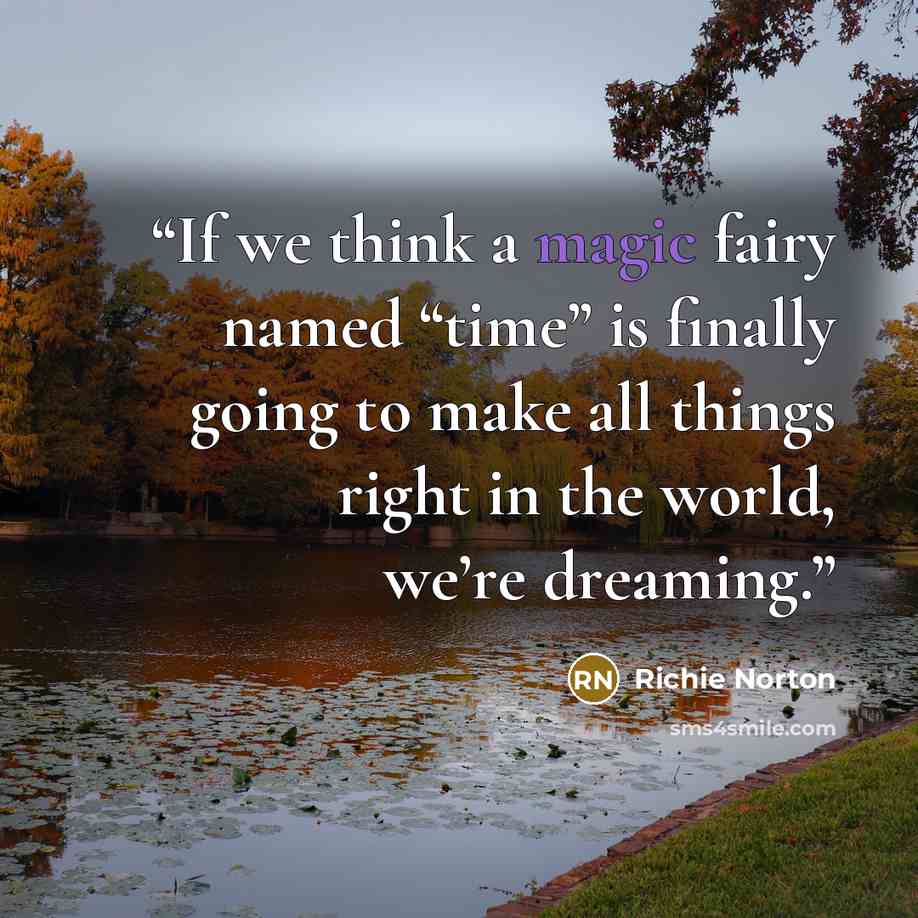 “If we think a magic fairy named “time” is finally going to make all things right in the world, we’re dreaming.” quote by Richie Norton