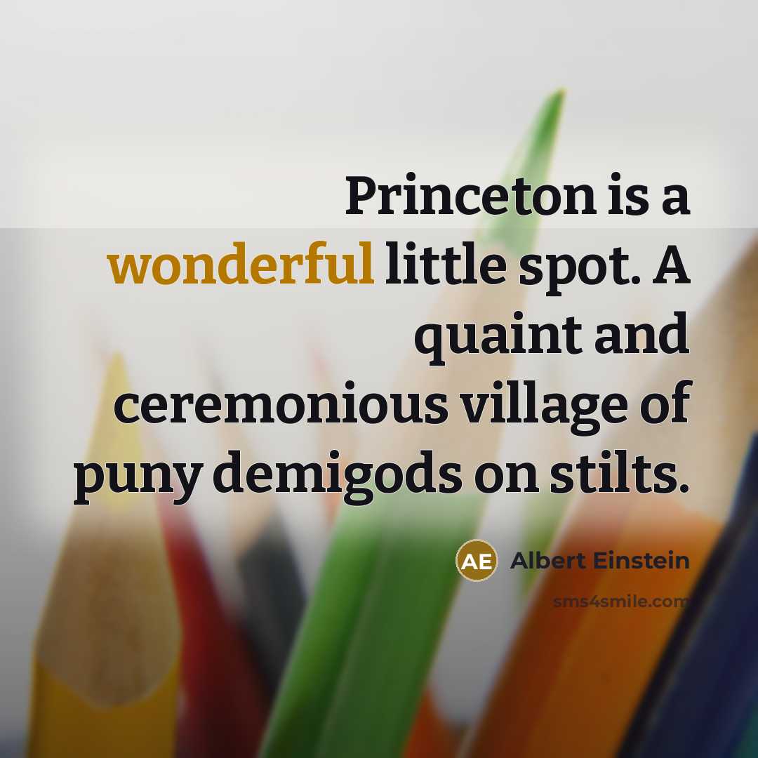 “Princeton is a wonderful little spot. A quaint and ceremonious village of puny demigods on stilts.” quote by Albert Einstein