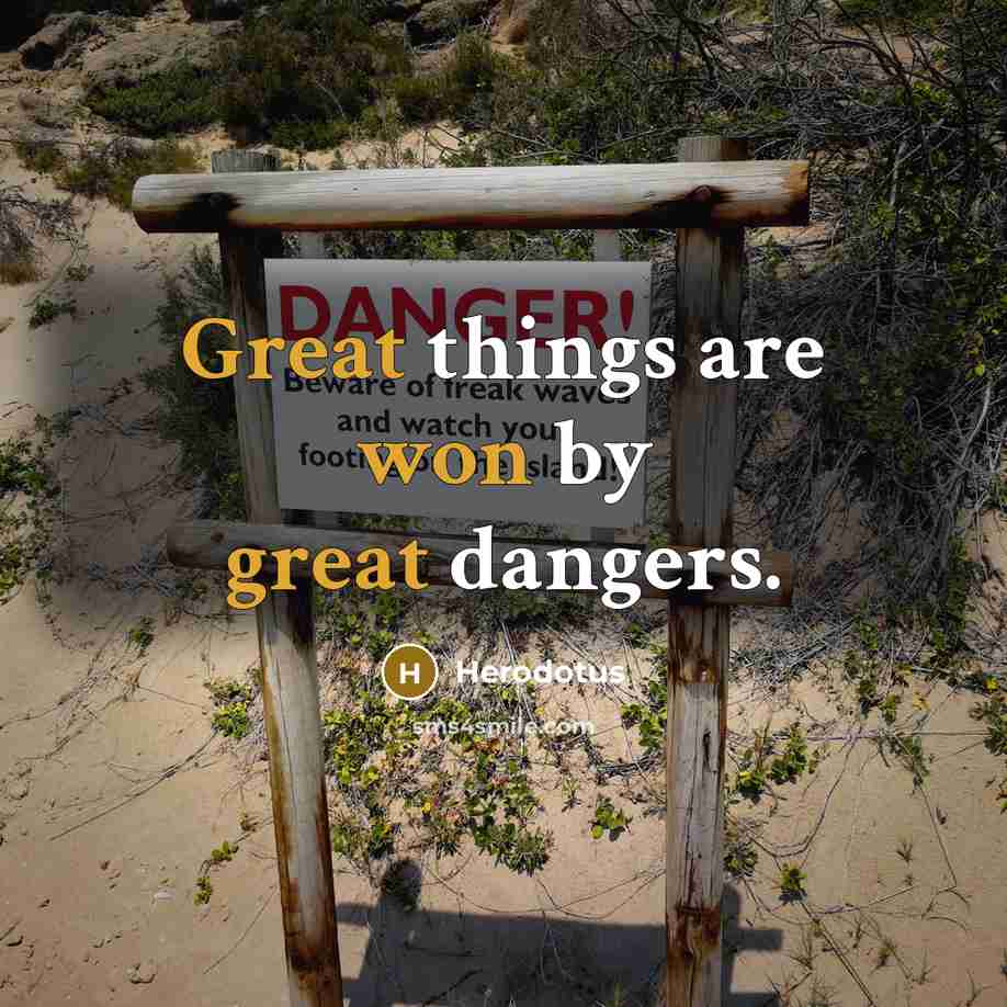 “Great things are won by great dangers.” quote by Herodotus