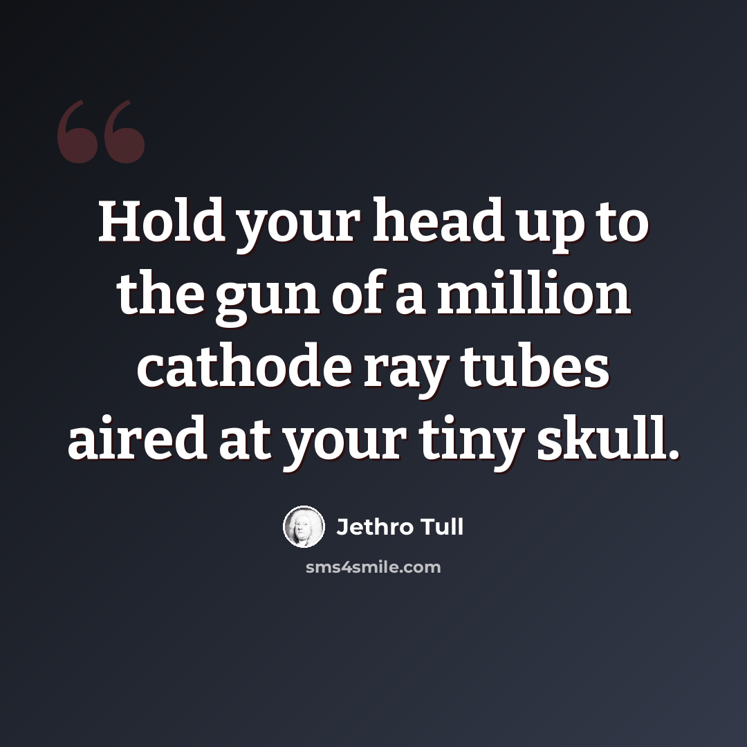 “Hold your head up to the gun of a million cathode ray tubes aired at your tiny skull.” quote by Jethro Tull