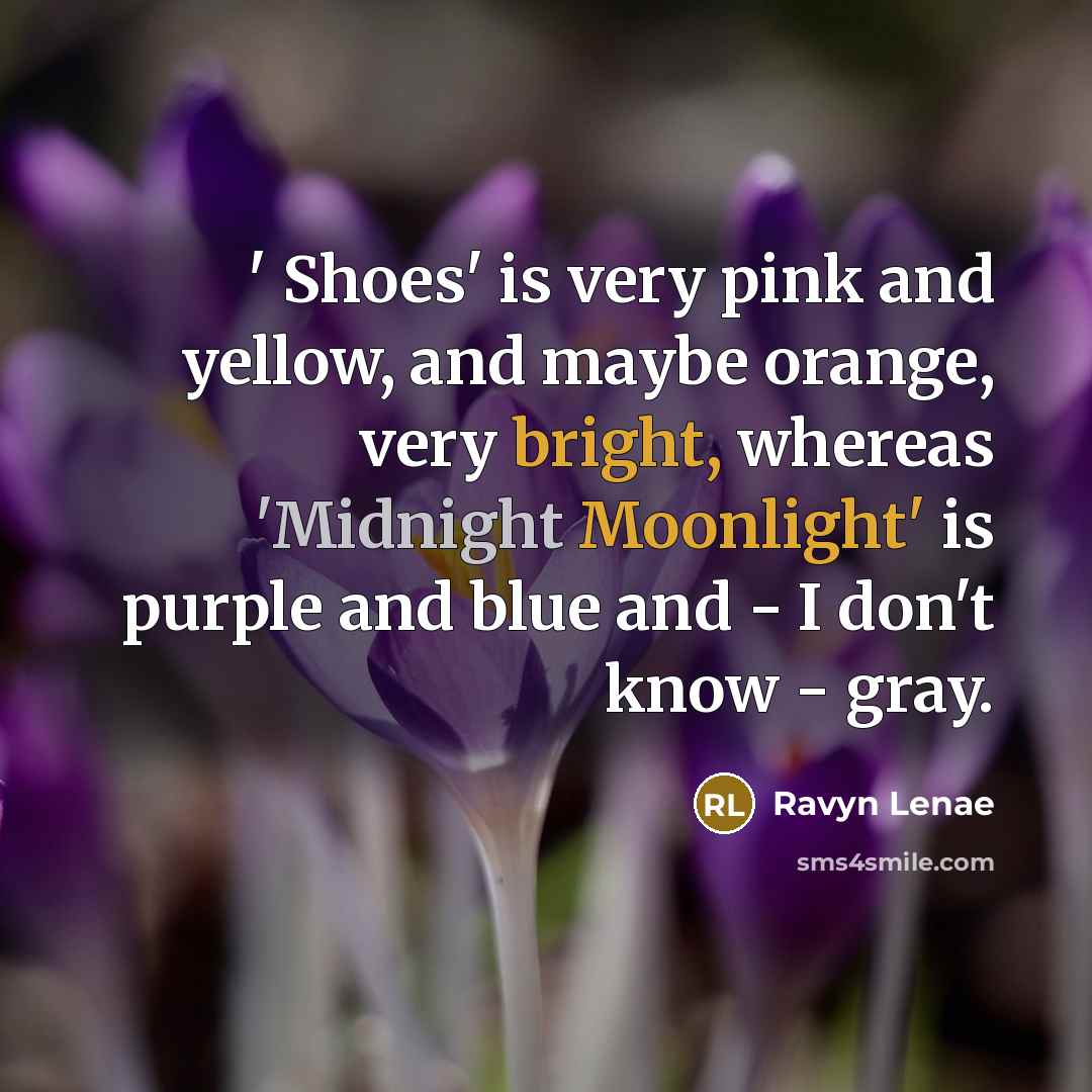 “' Shoes' is very pink and yellow, and maybe orange, very bright, whereas 'Midnight Moonlight' is purple and blue and - I don't know - gray.” quote by Ravyn Lenae