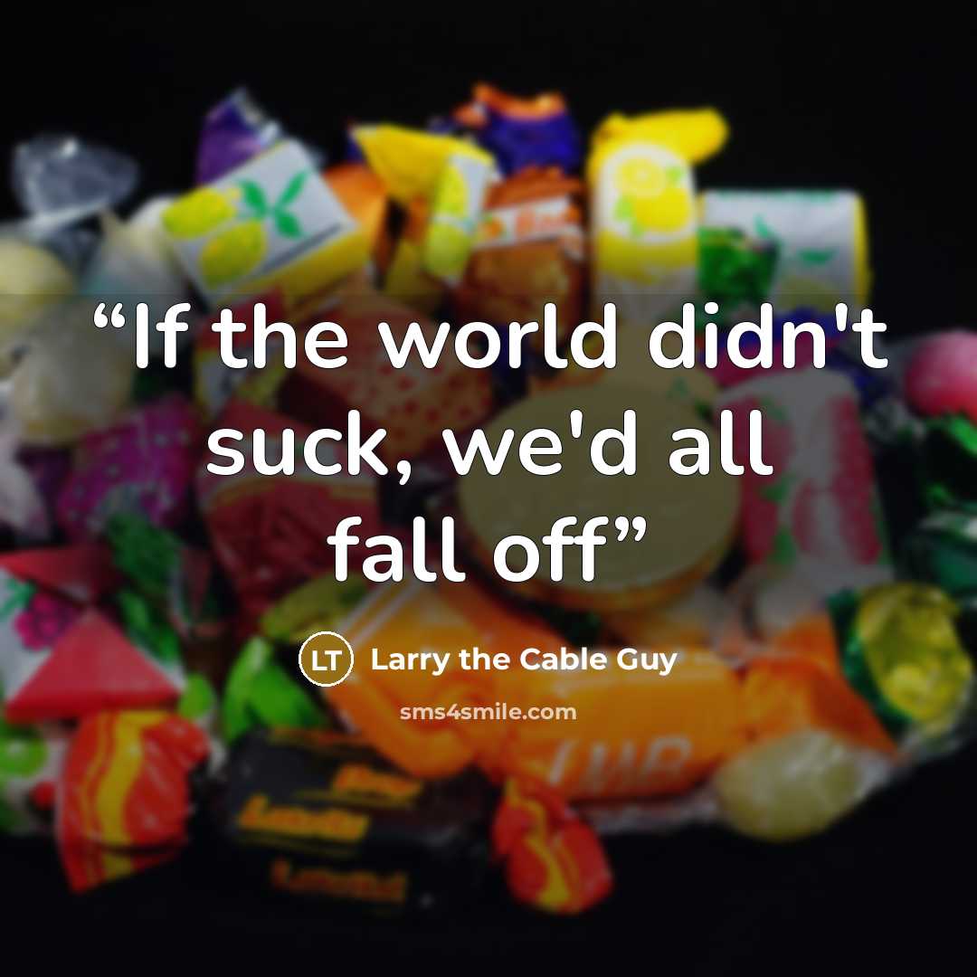 “If the world didn't suck, we'd all fall off” quote by Larry the Cable Guy