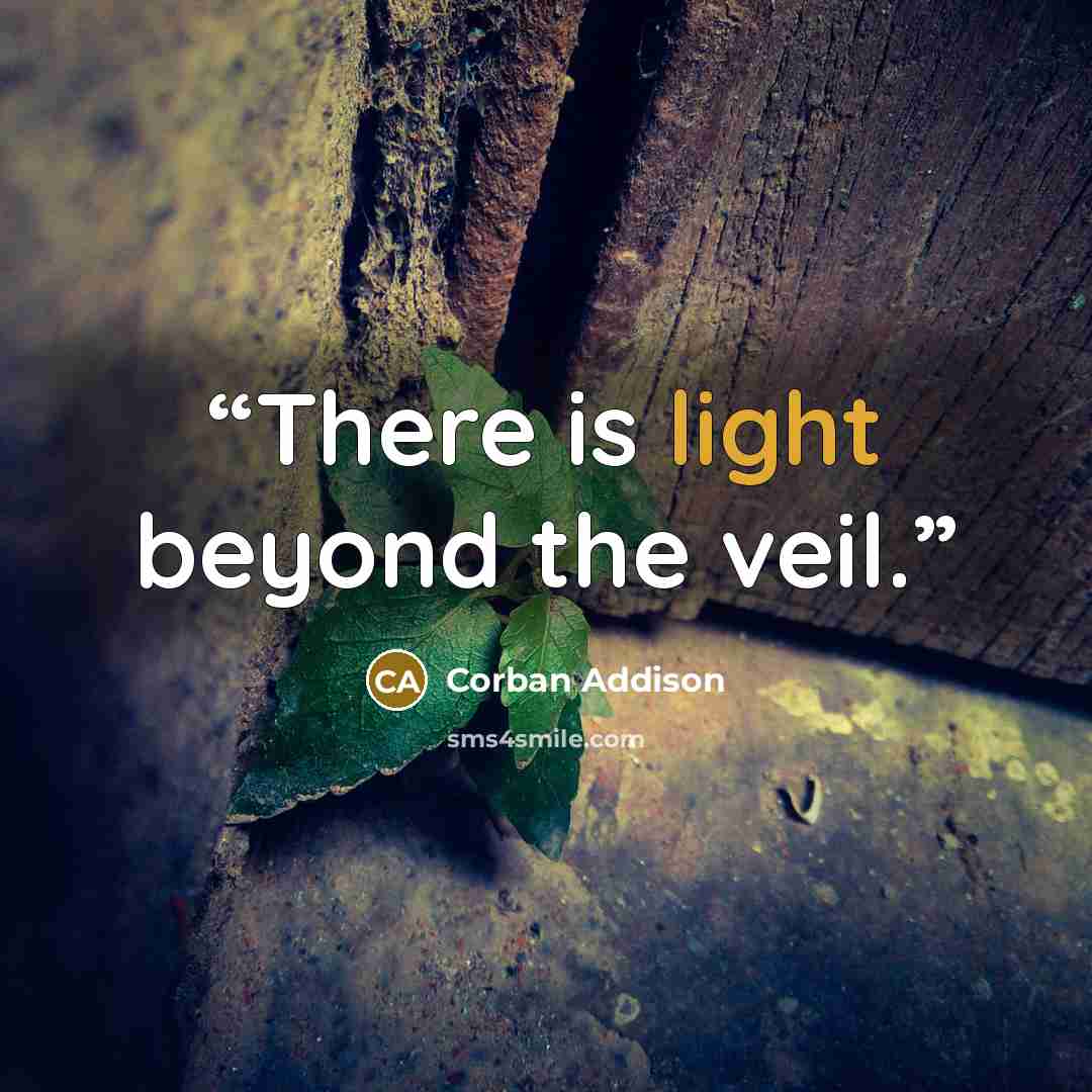 “There is light beyond the veil.” quote by Corban Addison