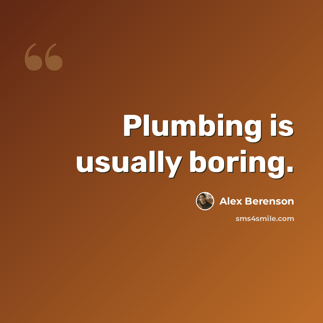 “Plumbing is usually boring.” quote by Alex Berenson