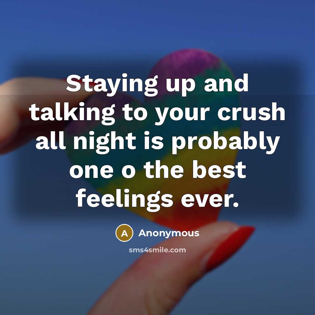 “Staying up and talking to your crush all night is probably one o the best feelings ever.” quote by Anonymous