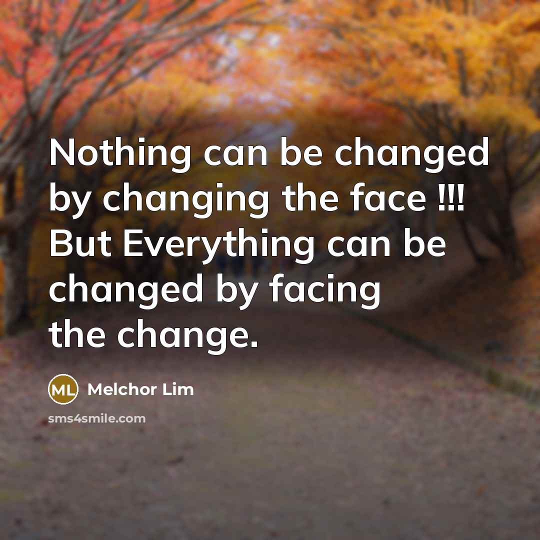 “Nothing can be changed by changing the face !!! But Everything can be changed by facing the change.” quote by Melchor Lim
