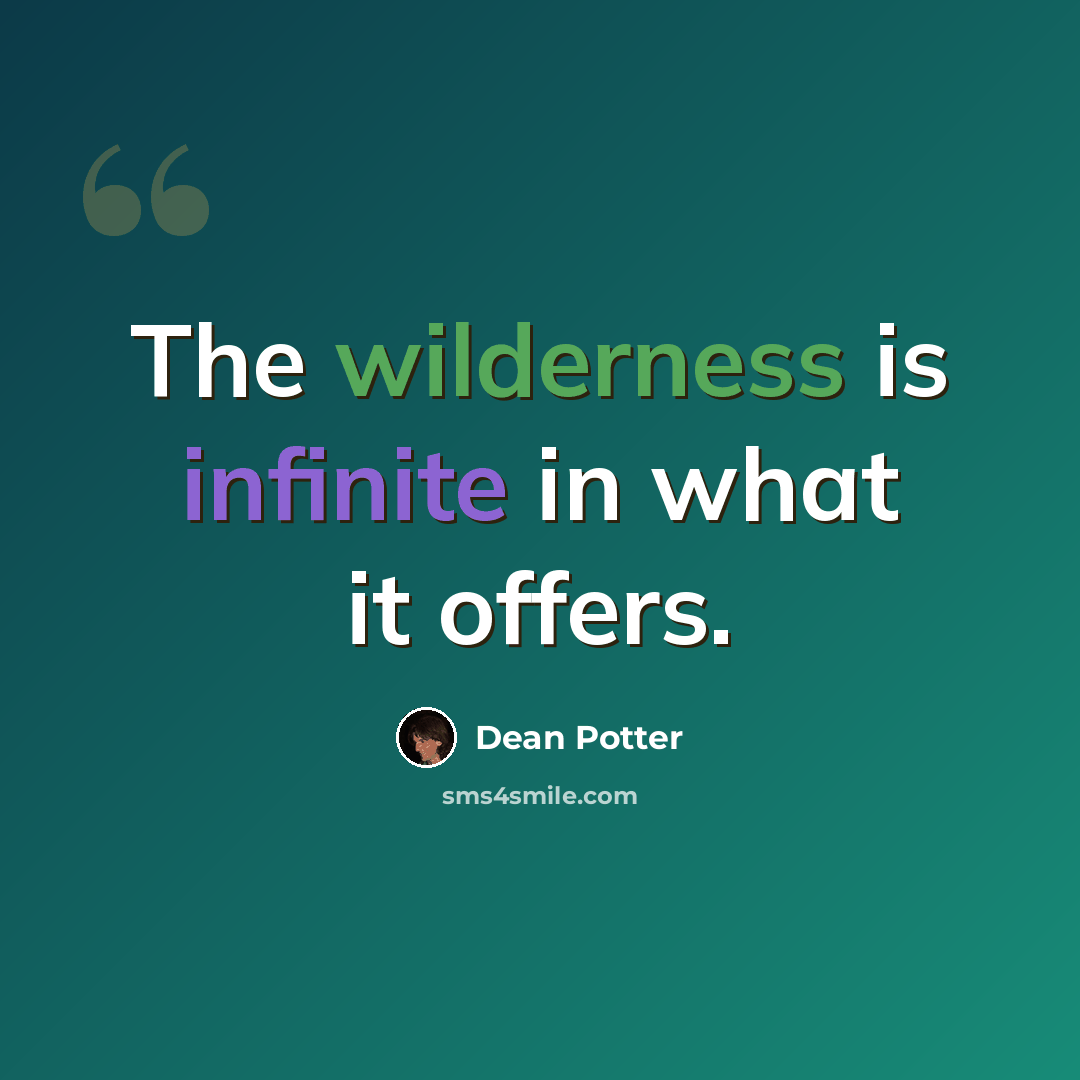 “The wilderness is infinite in what it offers.” quote by Dean Potter