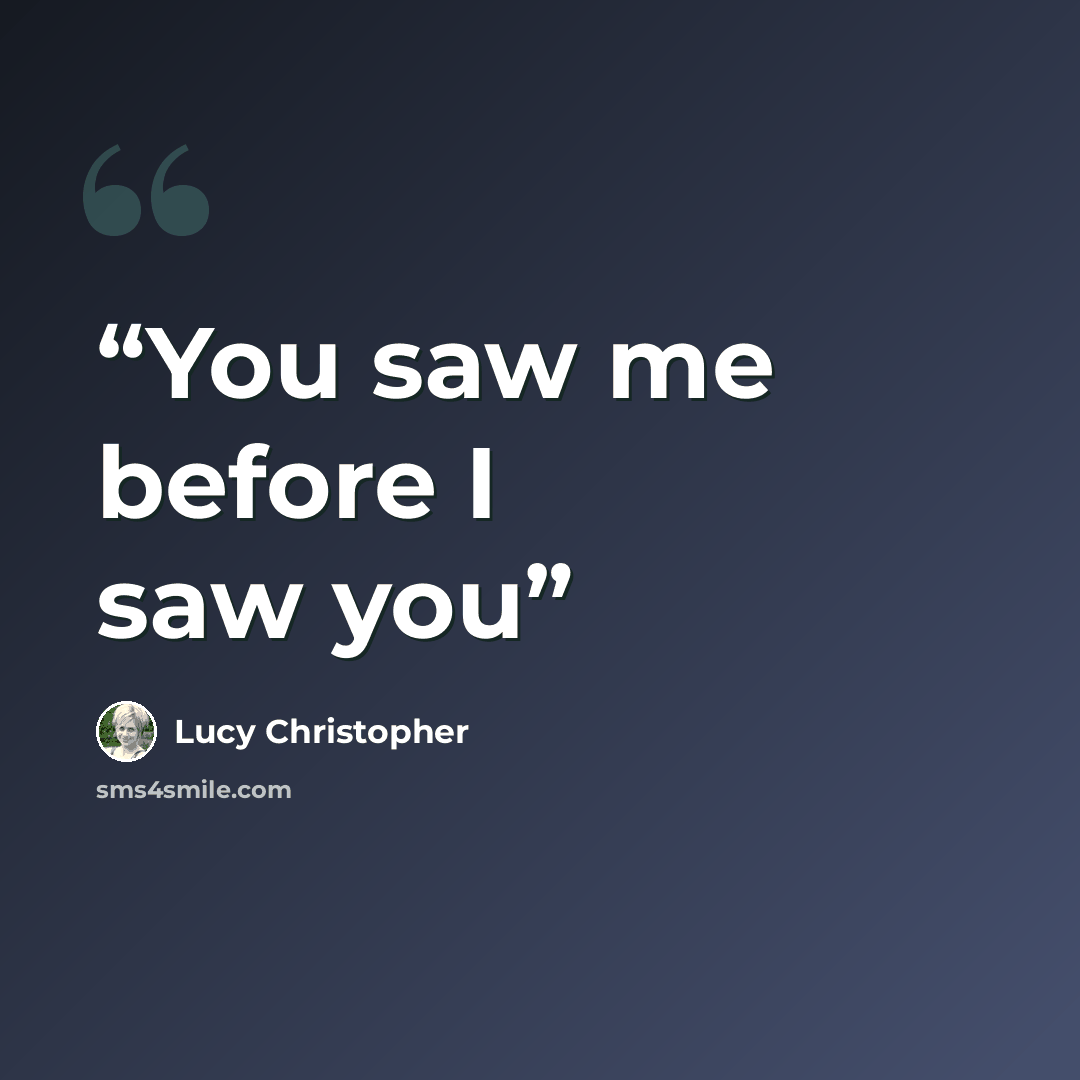 “You saw me before I saw you” quote by Lucy Christopher