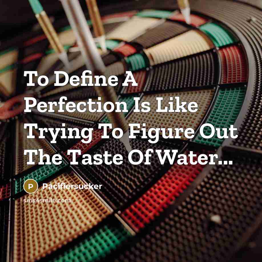 “To Define A Perfection Is Like Trying To Figure Out The Taste Of Water...” quote by Pacifiersucker