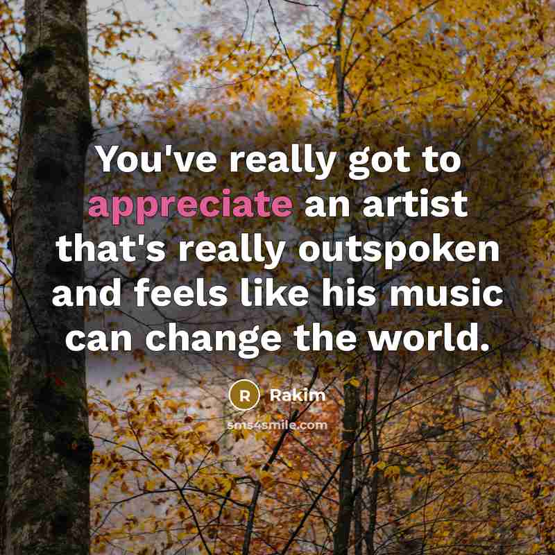 “You've really got to appreciate an artist that's really outspoken and feels like his music can change the world.” quote by Rakim
