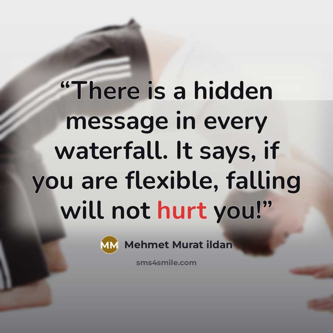 “There is a hidden message in every waterfall. It says, if you are flexible, falling will not hurt you!” quote by Mehmet Murat ildan