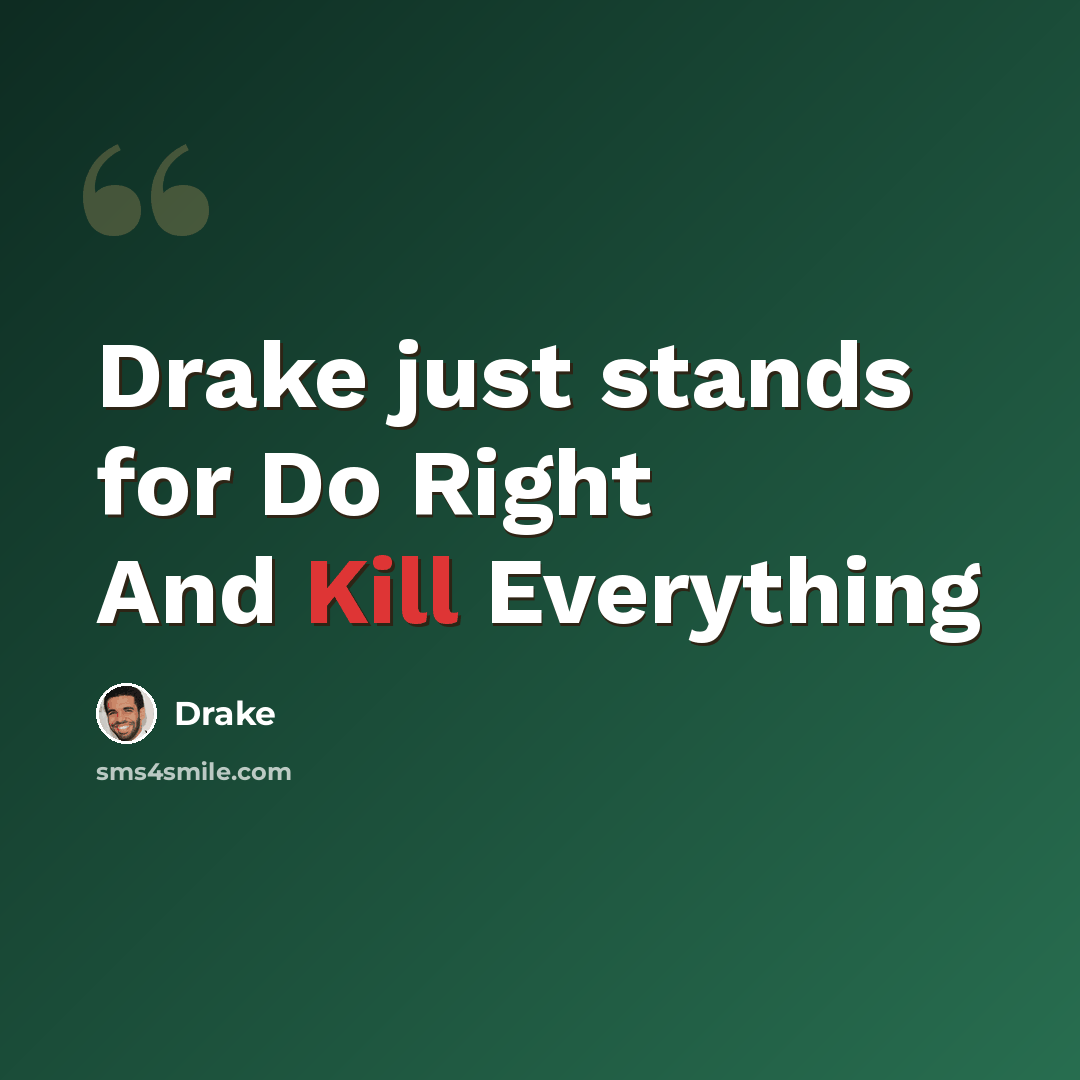“Drake just stands for Do Right And Kill Everything” quote by Drake