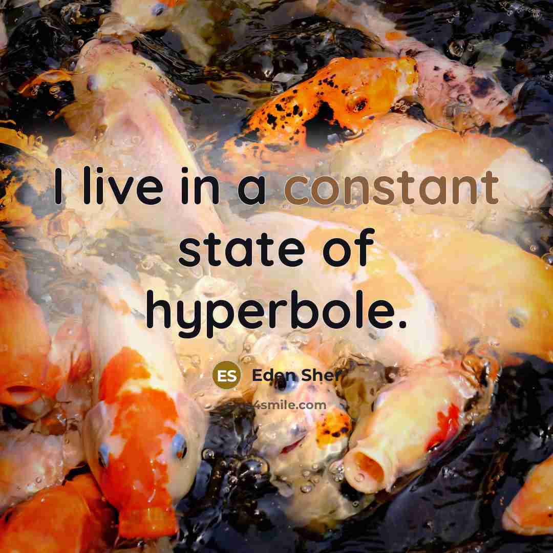 “I live in a constant state of hyperbole.” quote by Eden Sher