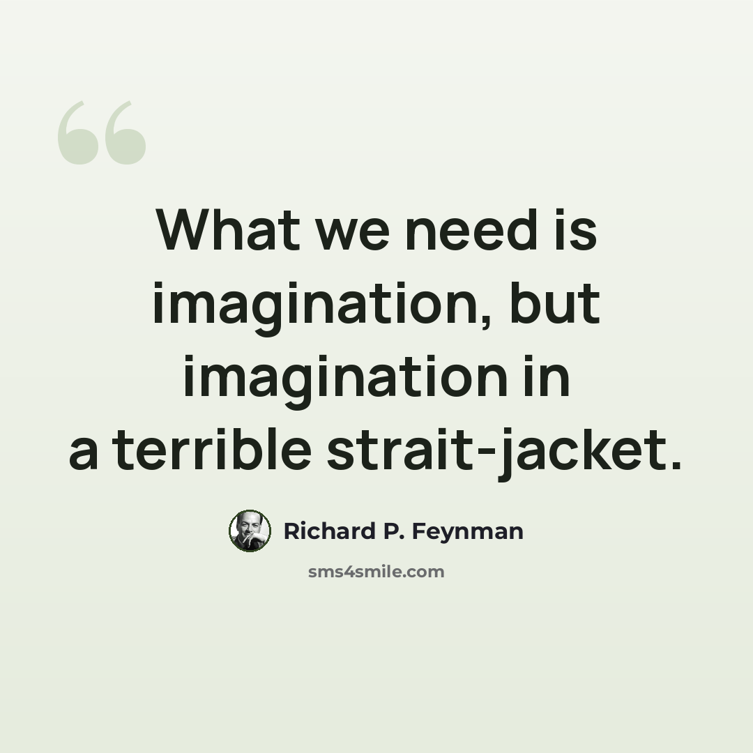 “What we need is imagination, but imagination in a terrible strait-jacket.” quote by Richard P. Feynman