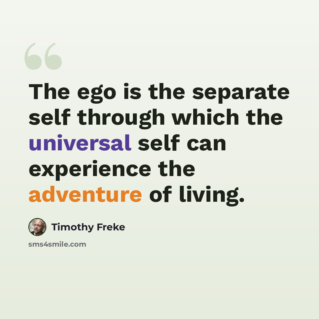 “The ego is the separate self through which the universal self can experience the adventure of living.” quote by Timothy Freke