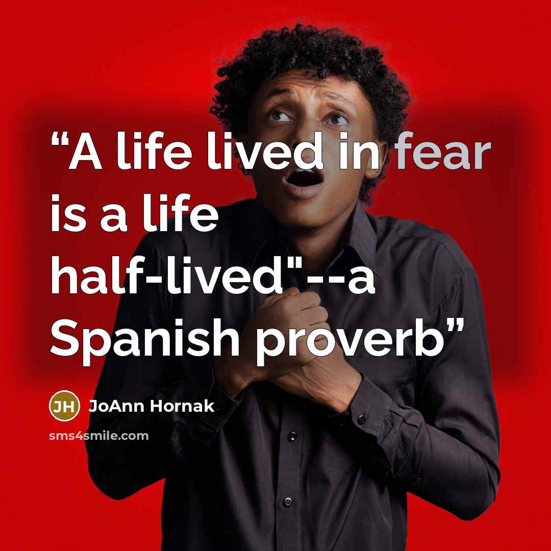 “A life lived in fear is a life half-lived"--a Spanish proverb” quote by JoAnn Hornak