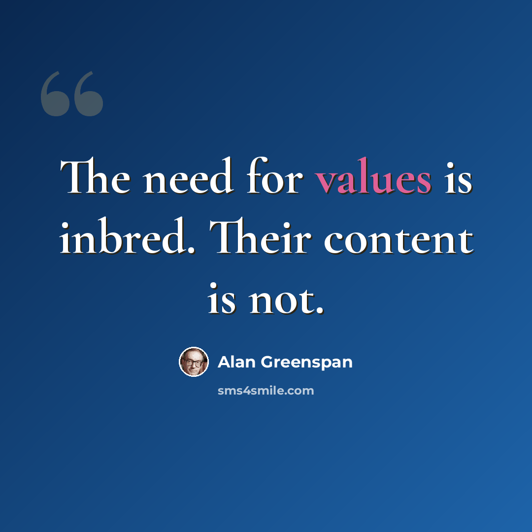 “The need for values is inbred. Their content is not.” quote by Alan Greenspan