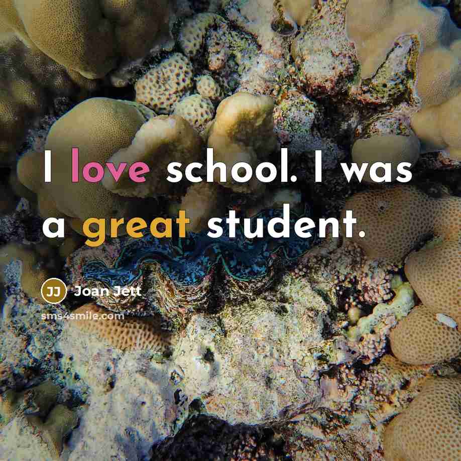 “I love school. I was a great student.” quote by Joan Jett
