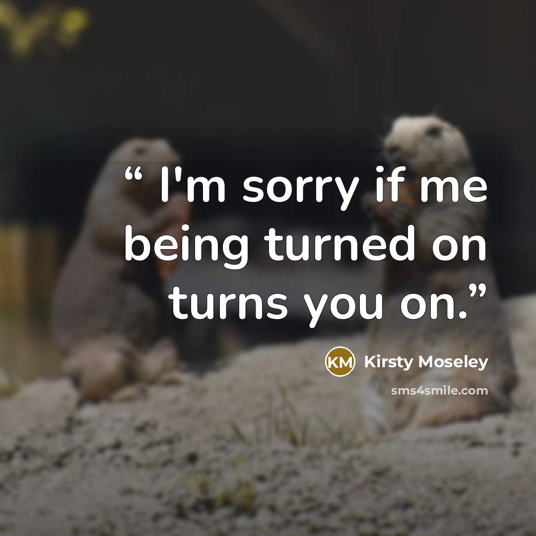 “I'm sorry if me being turned on turns you on.” quote by Kirsty Moseley