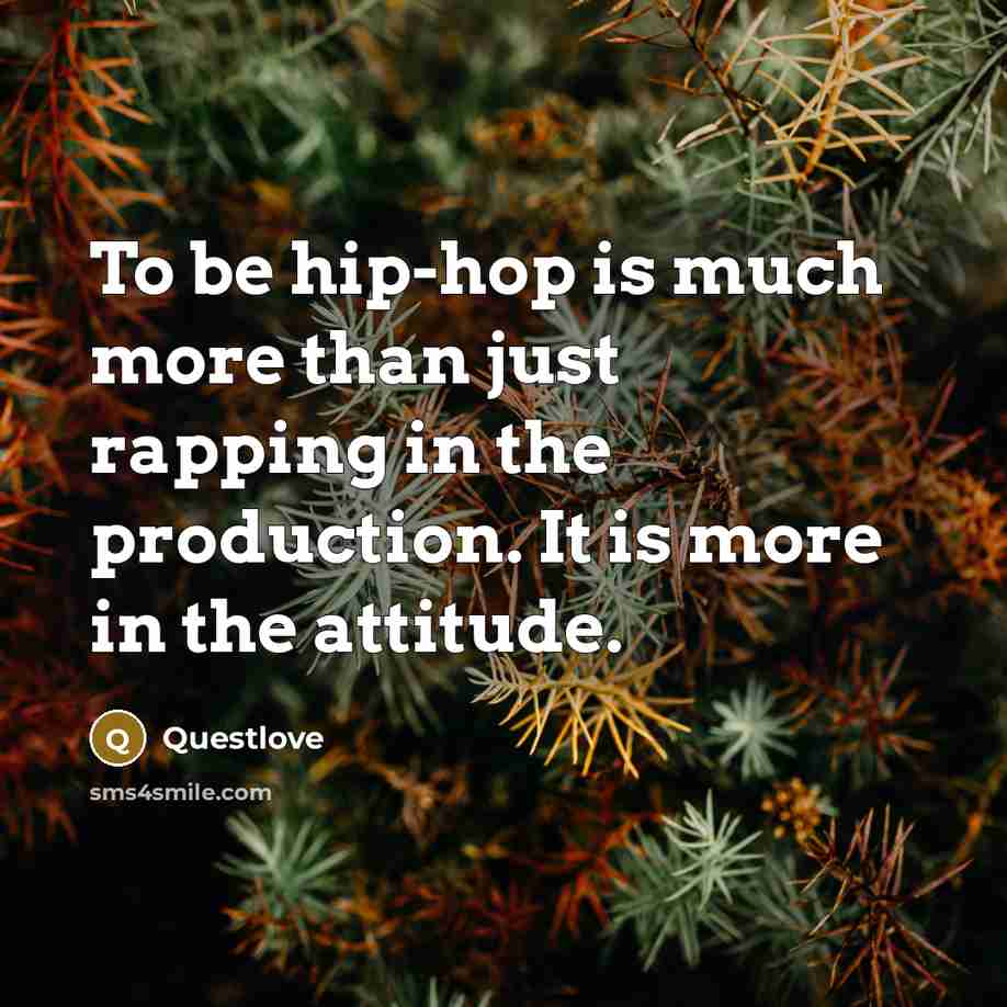 “To be hip-hop is much more than just rapping in the production. It is more in the attitude.” quote by Questlove