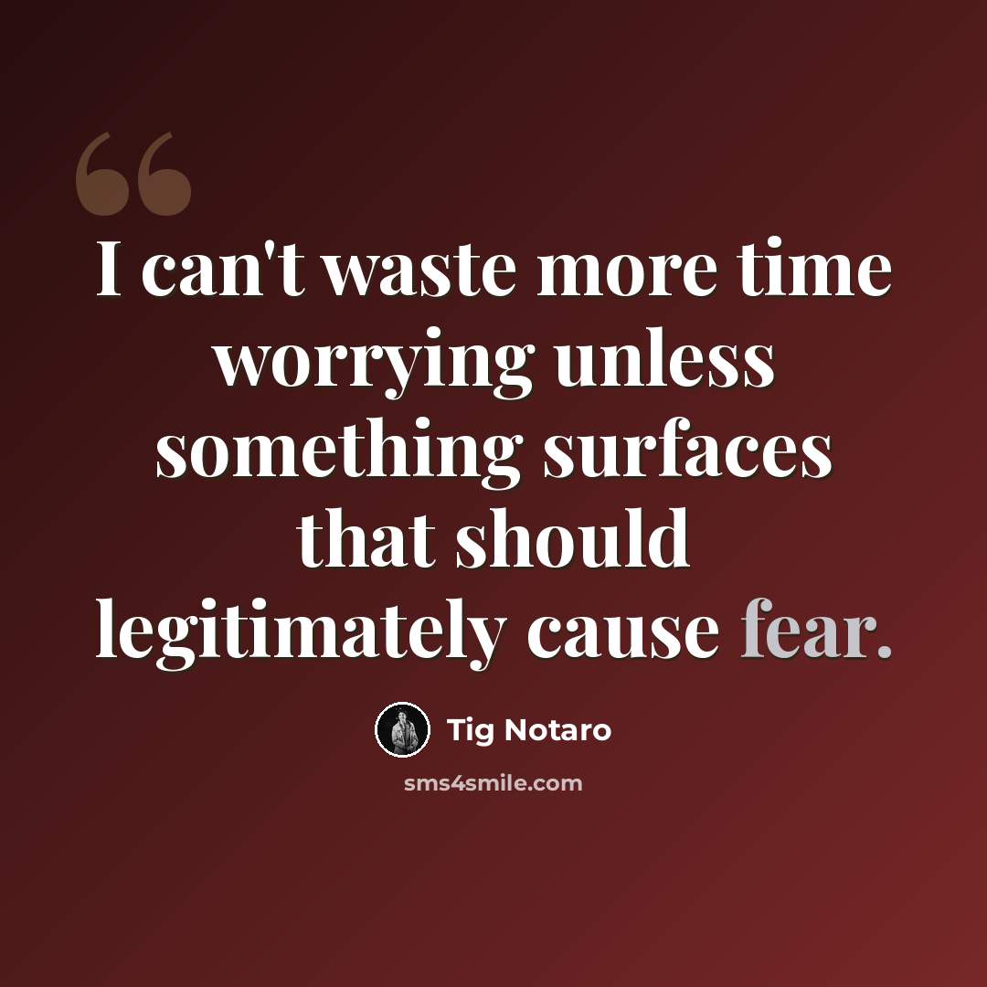 “I can't waste more time worrying unless something surfaces that should legitimately cause fear.” quote by Tig Notaro