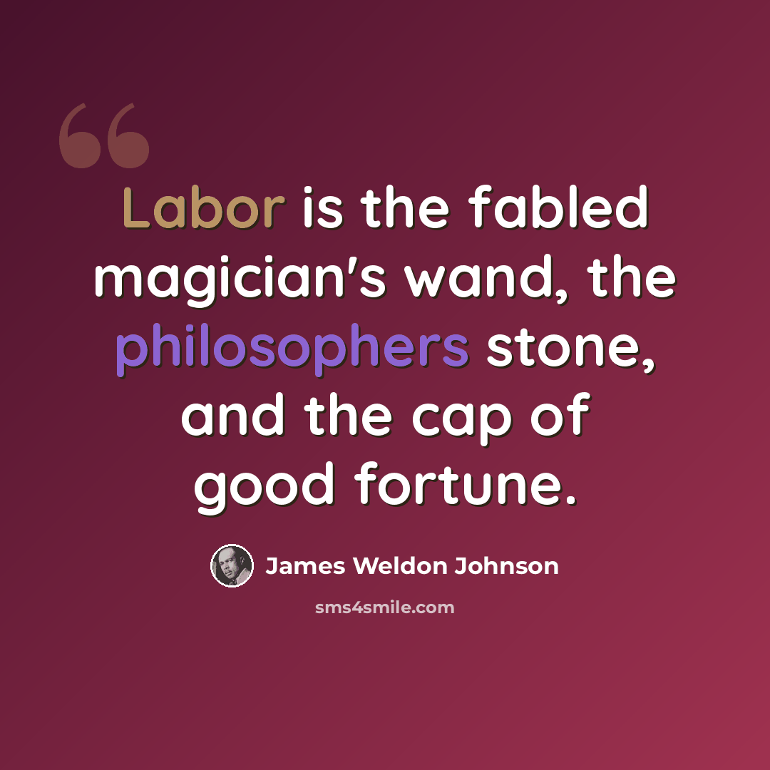 “Labor is the fabled magician's wand, the philosophers stone, and the cap of good fortune.” quote by James Weldon Johnson