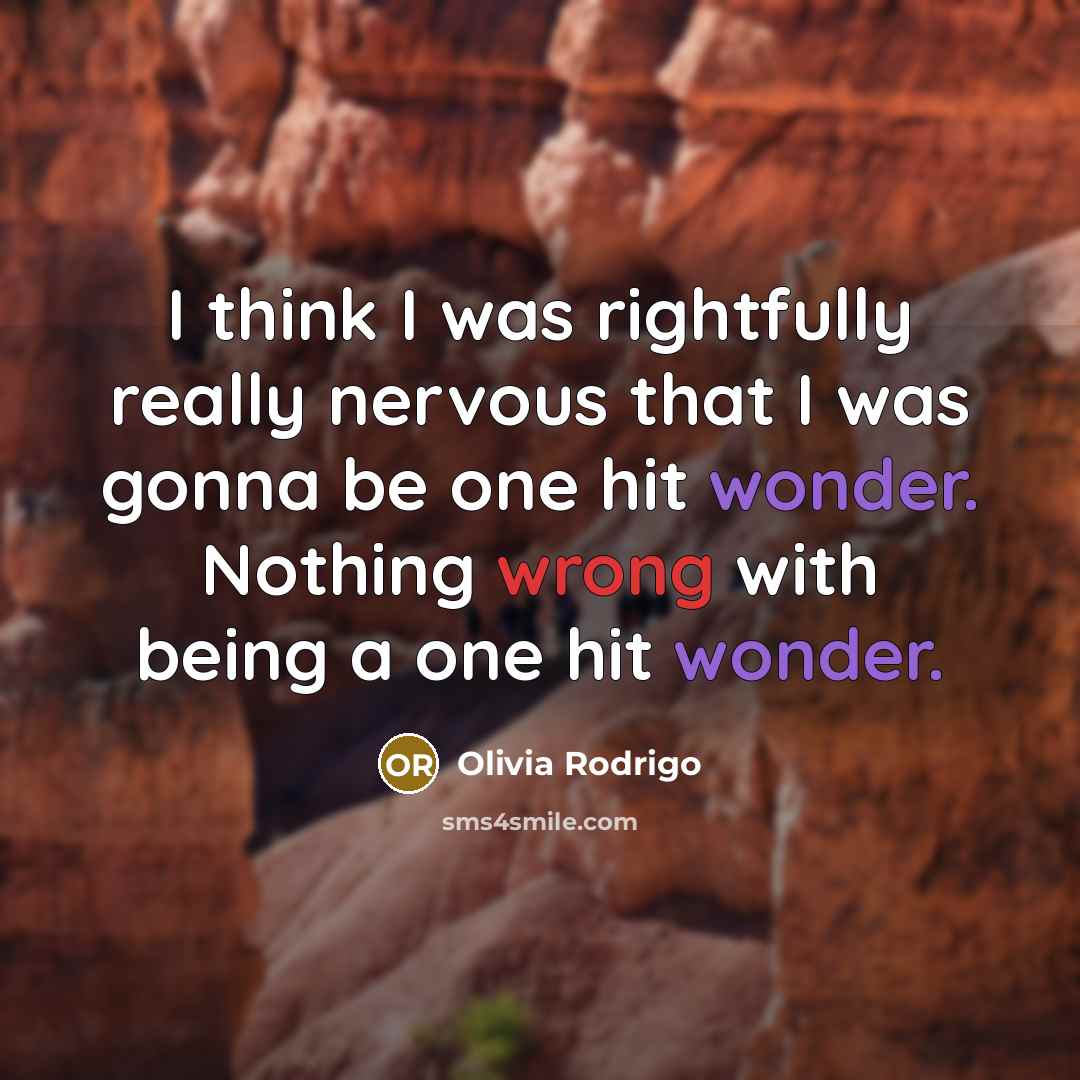 “I think I was rightfully really nervous that I was gonna be one hit wonder. Nothing wrong with being a one hit wonder.” quote by Olivia Rodrigo