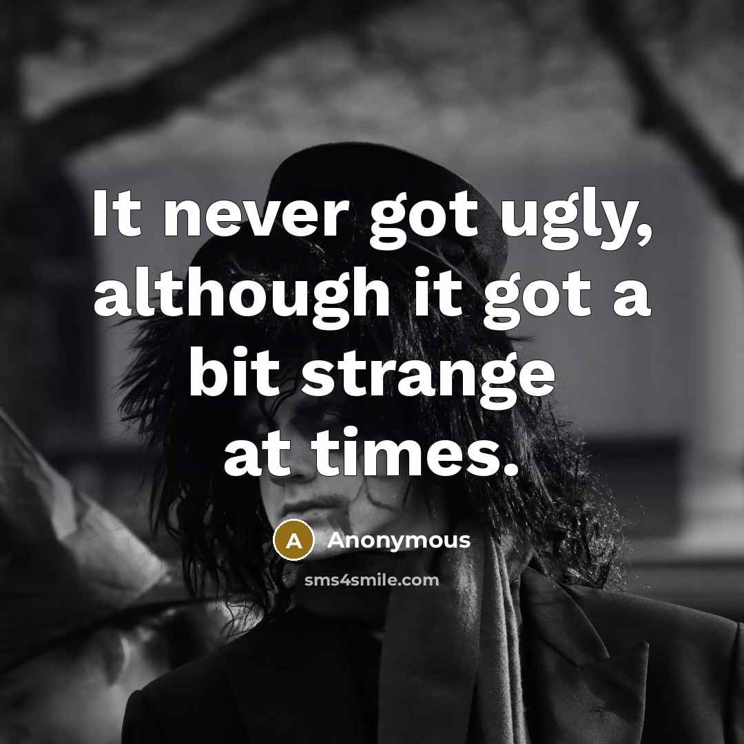 “It never got ugly, although it got a bit strange at times.” quote by Anonymous