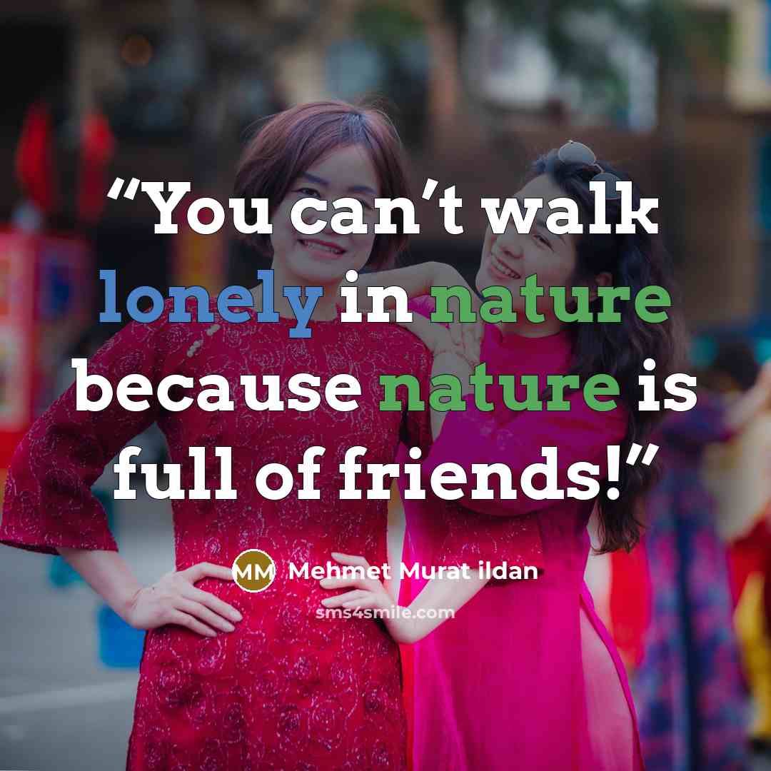 “You can’t walk lonely in nature because nature is full of friends!” quote by Mehmet Murat ildan