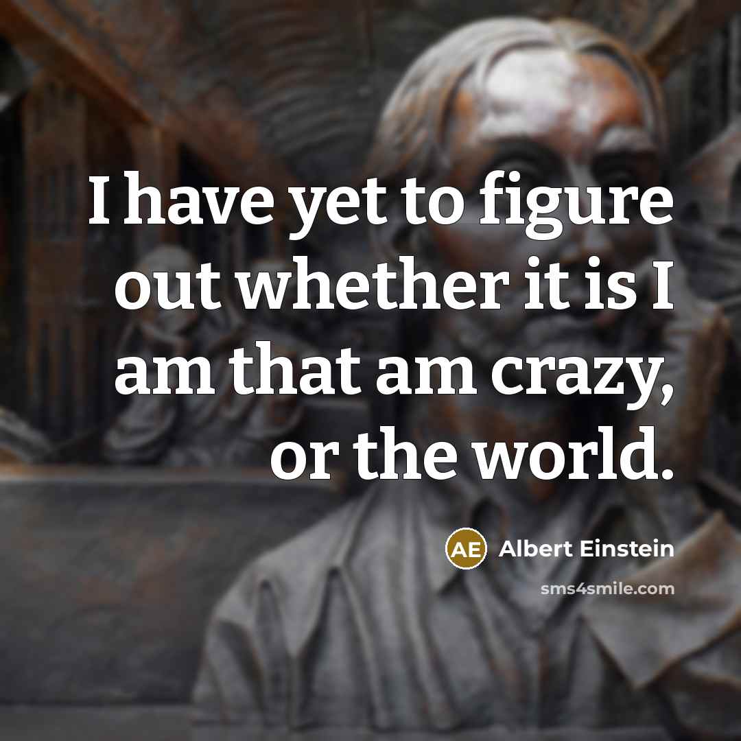 “I have yet to figure out whether it is I am that am crazy, or the world.” quote by Albert Einstein